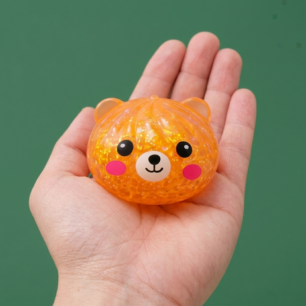 Dumpling Squishy Björn Mystery Glitter Överraskning i handen, verklig storlek