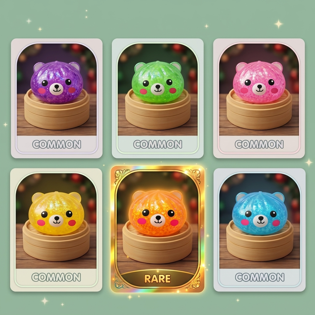 Dumpling Squishy Björn Mystery Glitter Överraskning — i klämmet, mjukt slow-rise-skum