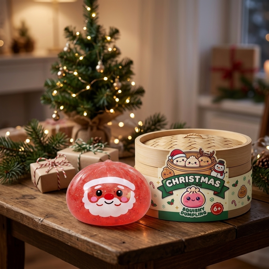 Glitter Dumpling Squishy Mystery Candy Jul i sin kawaii-miljö