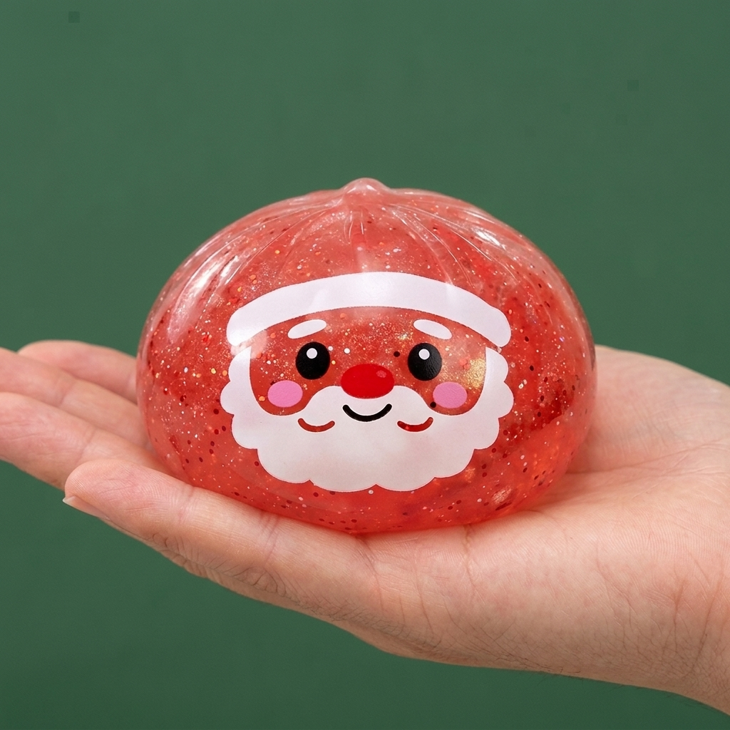 Glitter Dumpling Squishy Mystery Candy Jul i handen, verklig storlek