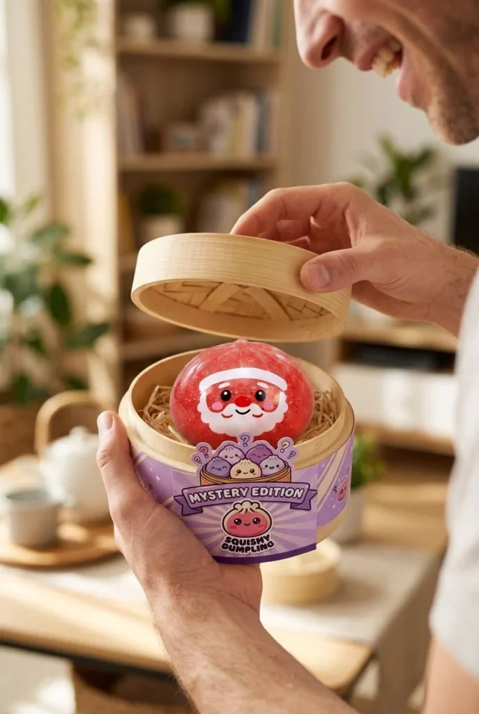 Glitter Dumpling Squishy Mystery Candy Jul i unboxing-ögonblicket