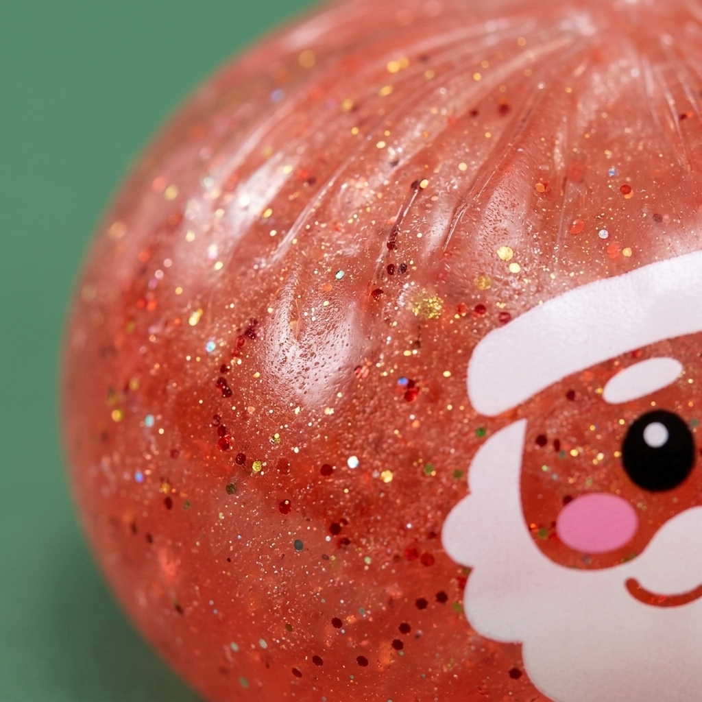 Glitter Dumpling Squishy Mystery Candy Jul — närbild på strukturen