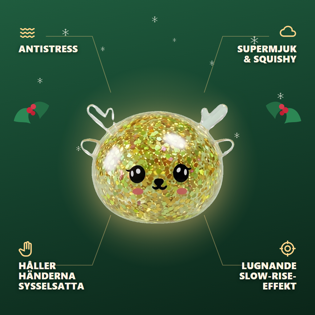 Squishy Dumpling Reindeer Mystery Glitter — dess fördelar