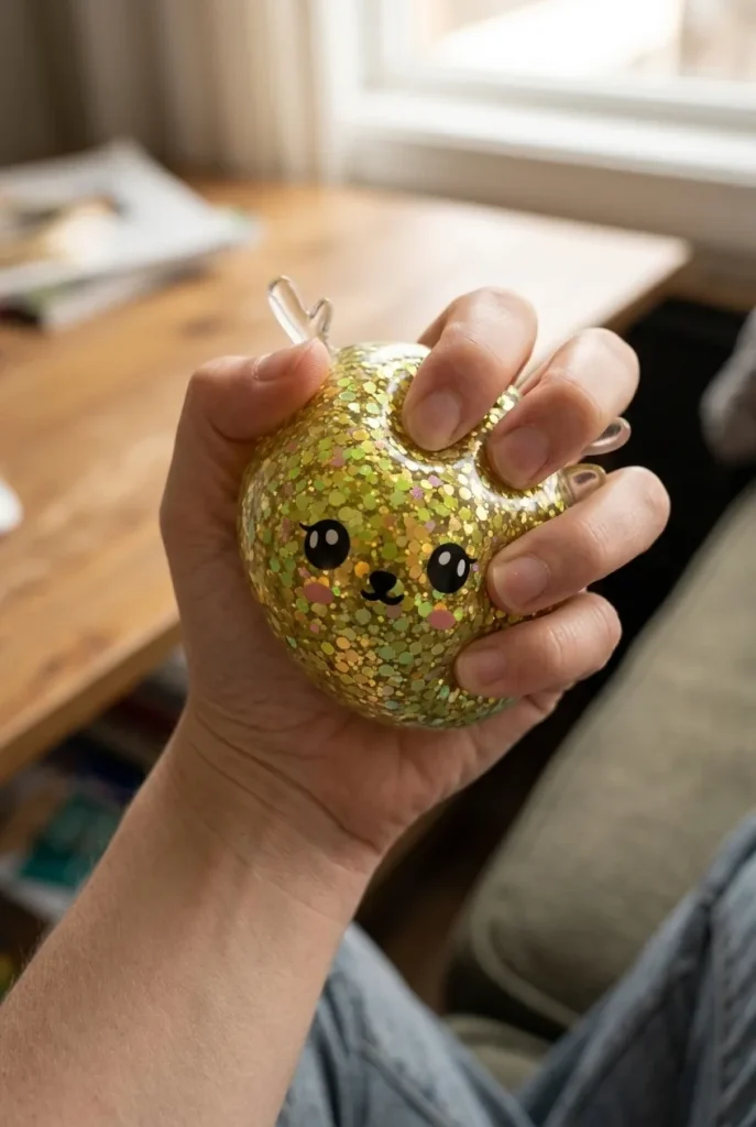 Squishy Dumpling Reindeer Mystery Glitter mitt i klämmet