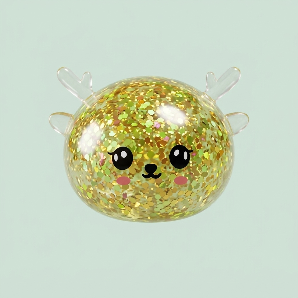 Squishy Dumpling Reindeer Mystery Glitter — i klämmet, mjukt slow-rise-skum