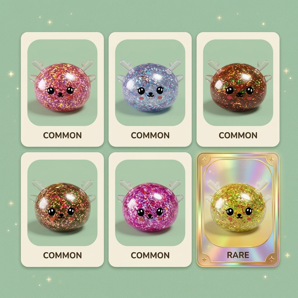 Squishy Dumpling Reindeer Mystery Glitter — i klämmet, mjukt slow-rise-skum