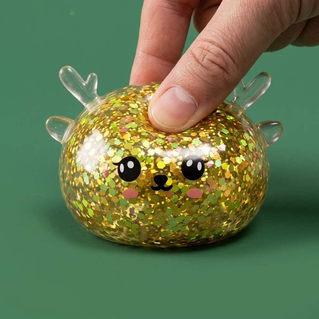Squishy Dumpling Reindeer Mystery Glitter — slow-rise-effekt, skummet återtar långsamt sin form