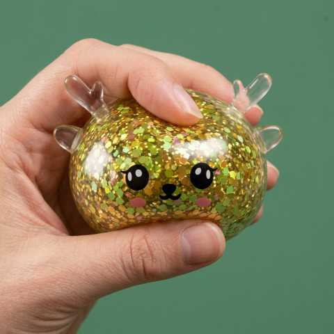 Squishy Dumpling Reindeer Mystery Glitter — i klämmet, mjukt slow-rise-skum