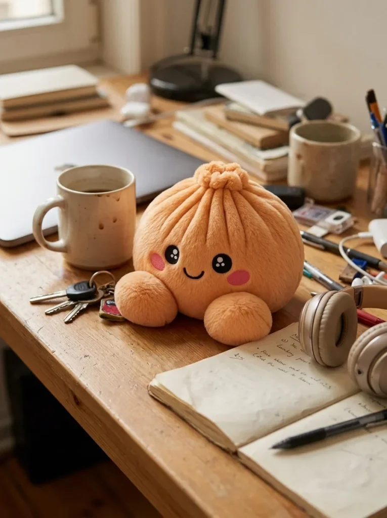 Squishy Dumpling Orange Mandarin på skrivbordet