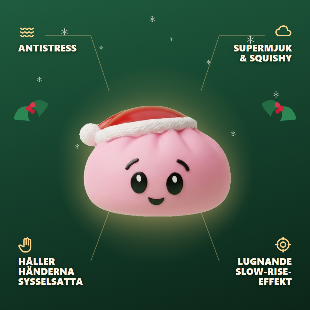 Jultomteluva Dumpling Squishy Rosa — dess fördelar