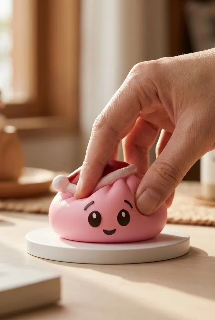 Jultomteluva Dumpling Squishy Rosa mitt i klämmet