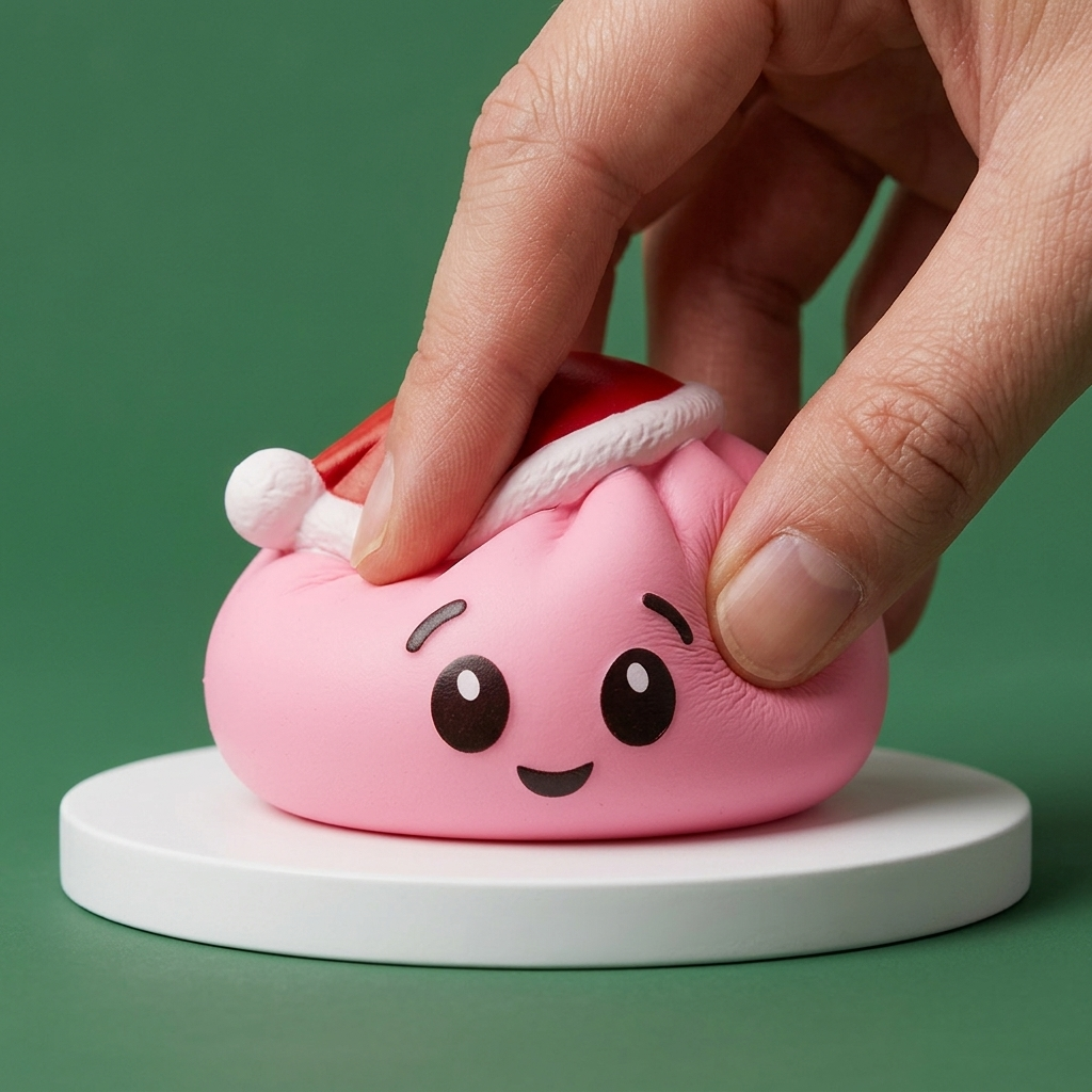 Jultomteluva Dumpling Squishy Rosa — i klämmet, mjukt slow-rise-skum