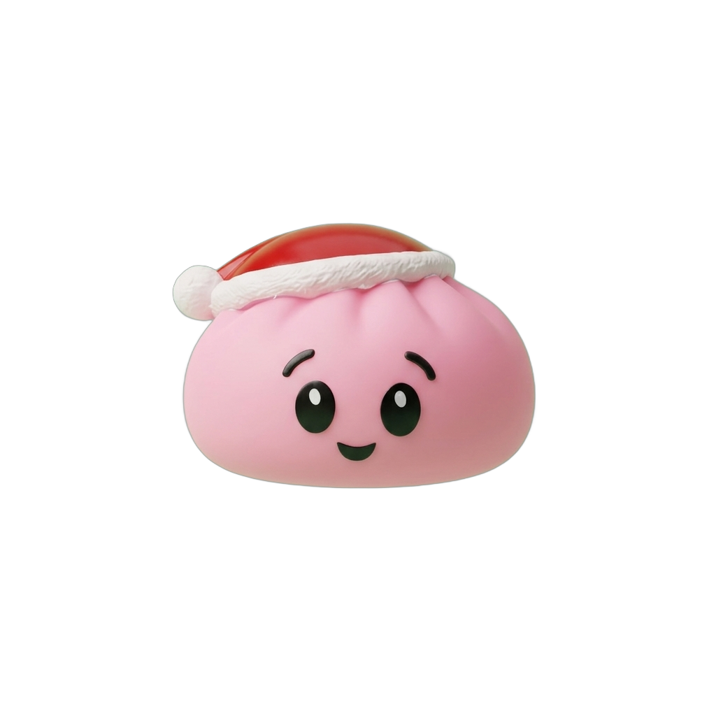 Jultomteluva Dumpling Squishy Rosa — i klämmet, mjukt slow-rise-skum