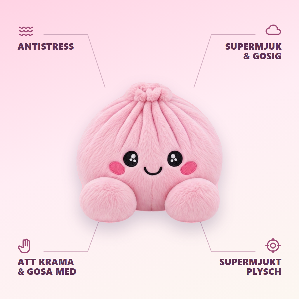 Dumpling Squishy Plush Rosa Pion — dess fördelar