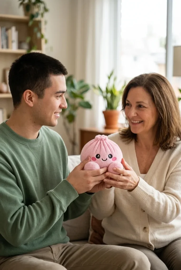 Dumpling Squishy Plush Rosa Pion som presenttips