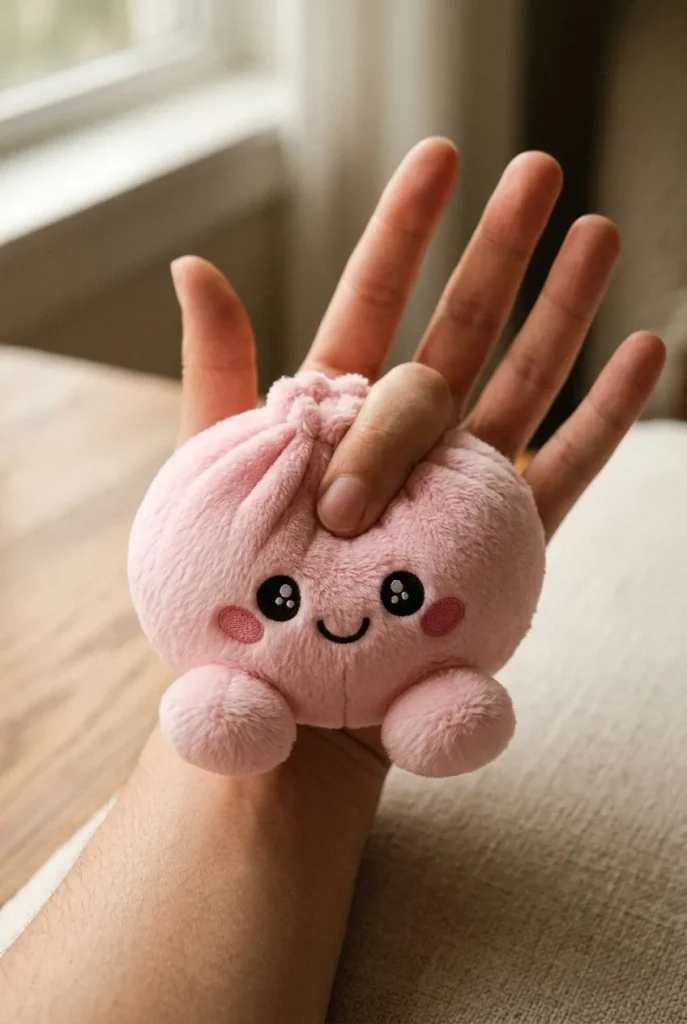 Dumpling Squishy Plush Rosa Pion mitt i klämmet