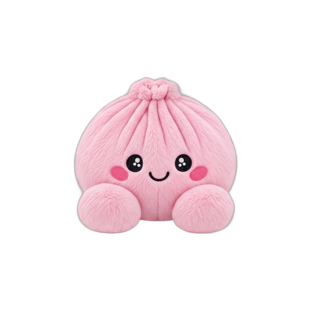 Dumpling Squishy Plush Rosa Pion — i klämmet, mjukt slow-rise-skum