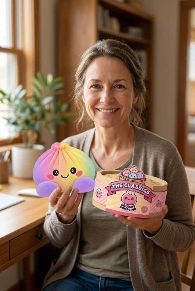 Rainbow Dumpling Squishy Pastel Plysch med sin ask