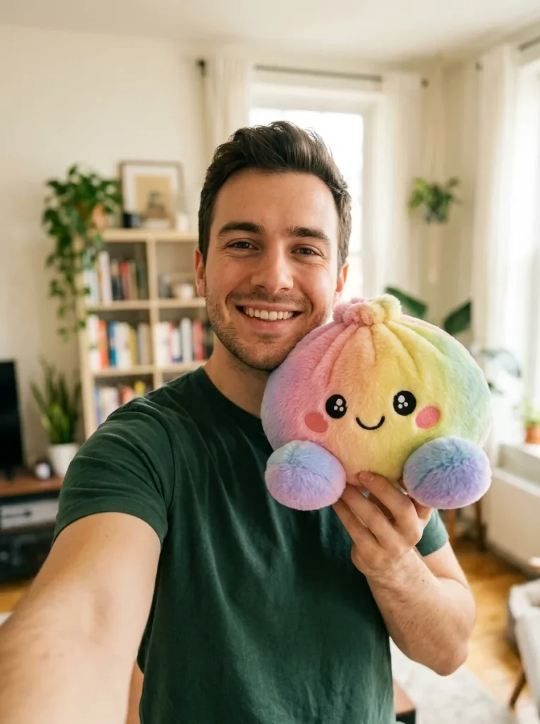 Rainbow Dumpling Squishy Pastel Plysch i vardagen