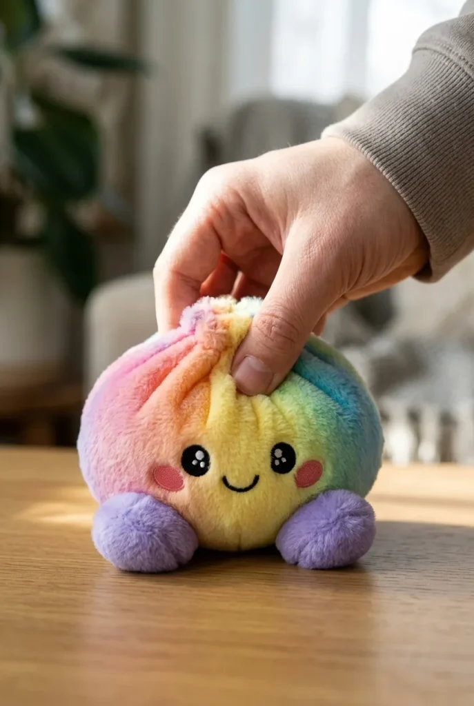 Rainbow Dumpling Squishy Pastel Plysch mitt i klämmet