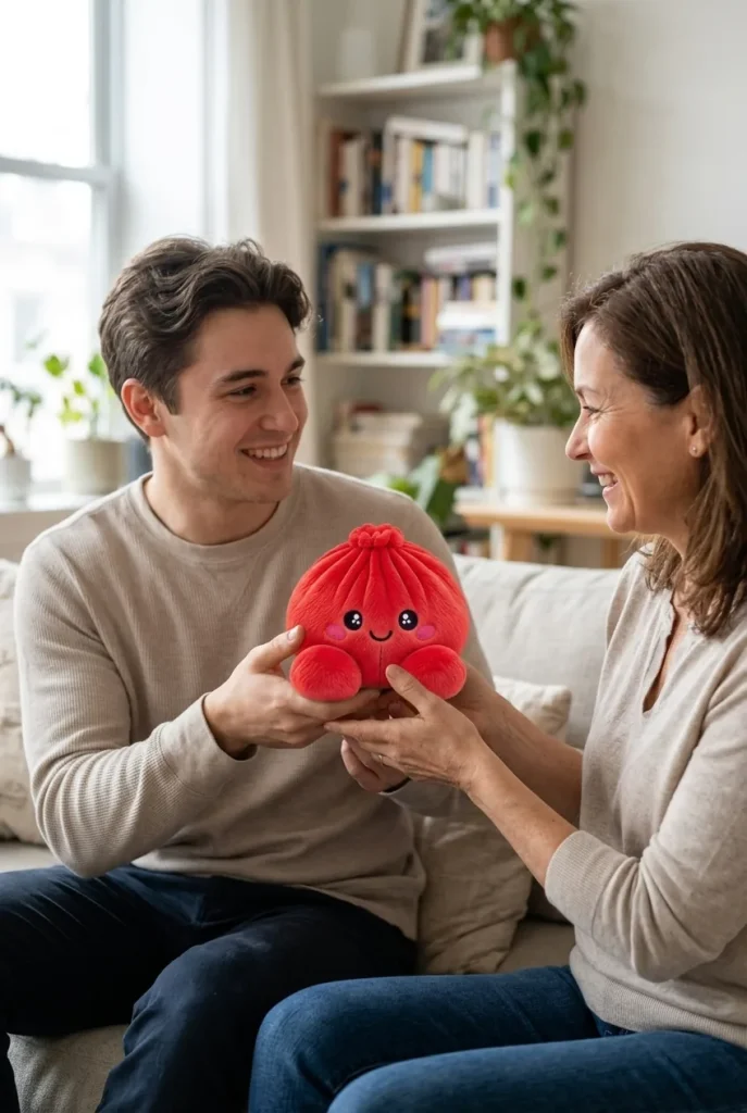 Dumpling Squishy Rubinröd Gosedjur som presenttips