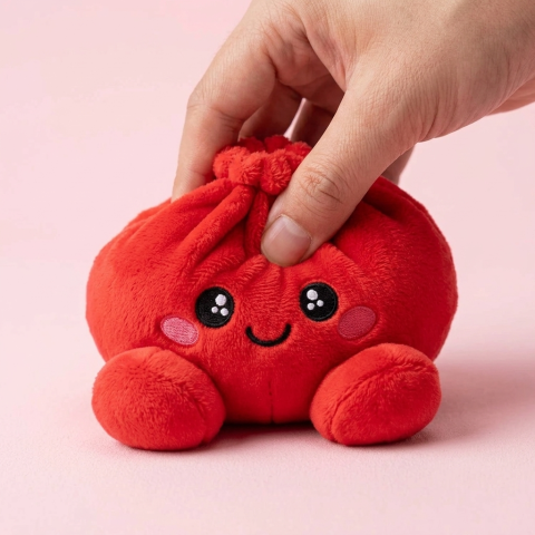 Dumpling Squishy Rubinröd Gosedjur — slow-rise-effekt, skummet återtar långsamt sin form