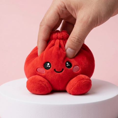 Dumpling Squishy Rubinröd Gosedjur — i klämmet, mjukt slow-rise-skum
