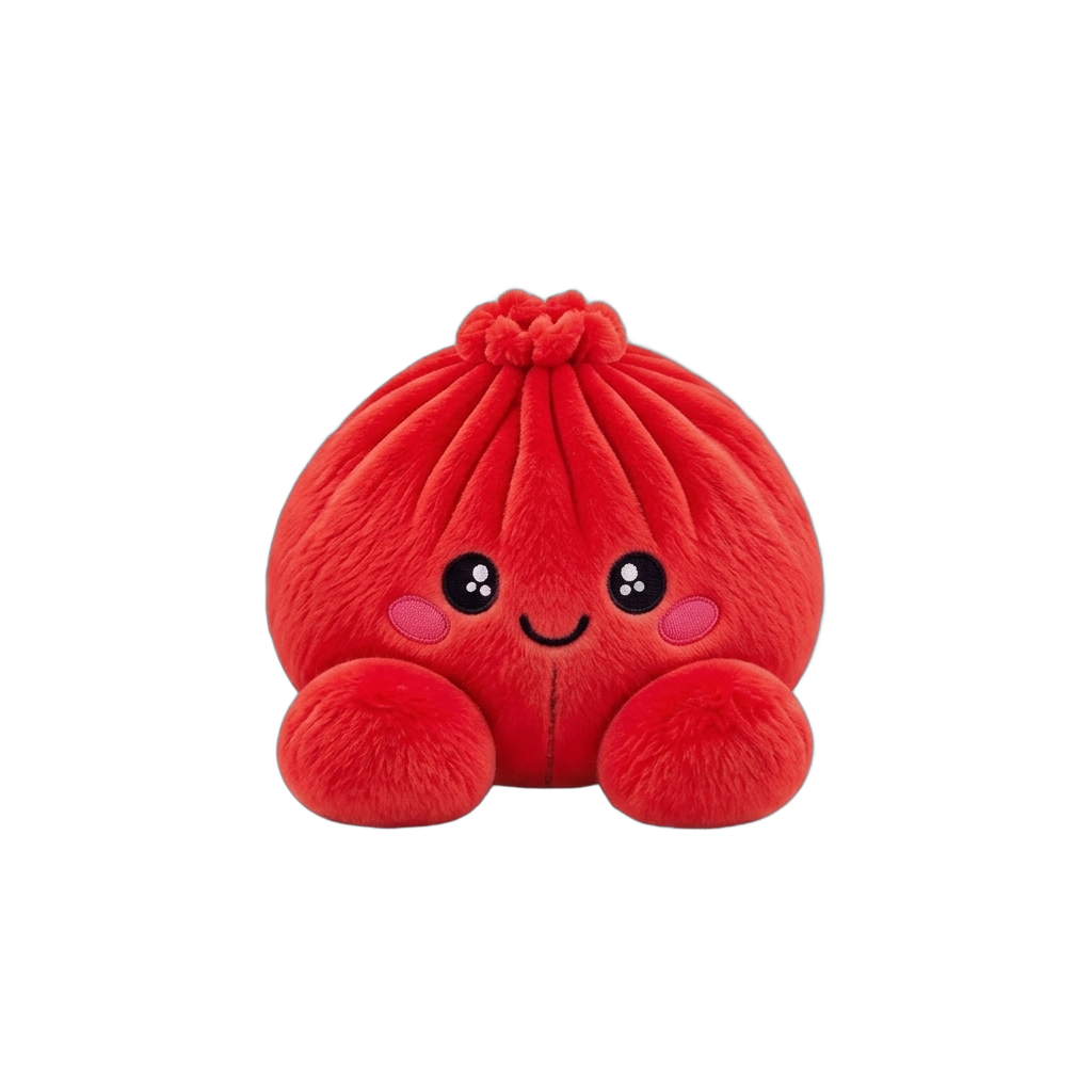 Dumpling Squishy Rubinröd Gosedjur — i klämmet, mjukt slow-rise-skum