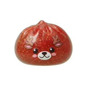 Squishy Dumpling Rensdjur Röd Glitter — i klämmet, mjukt slow-rise-skum