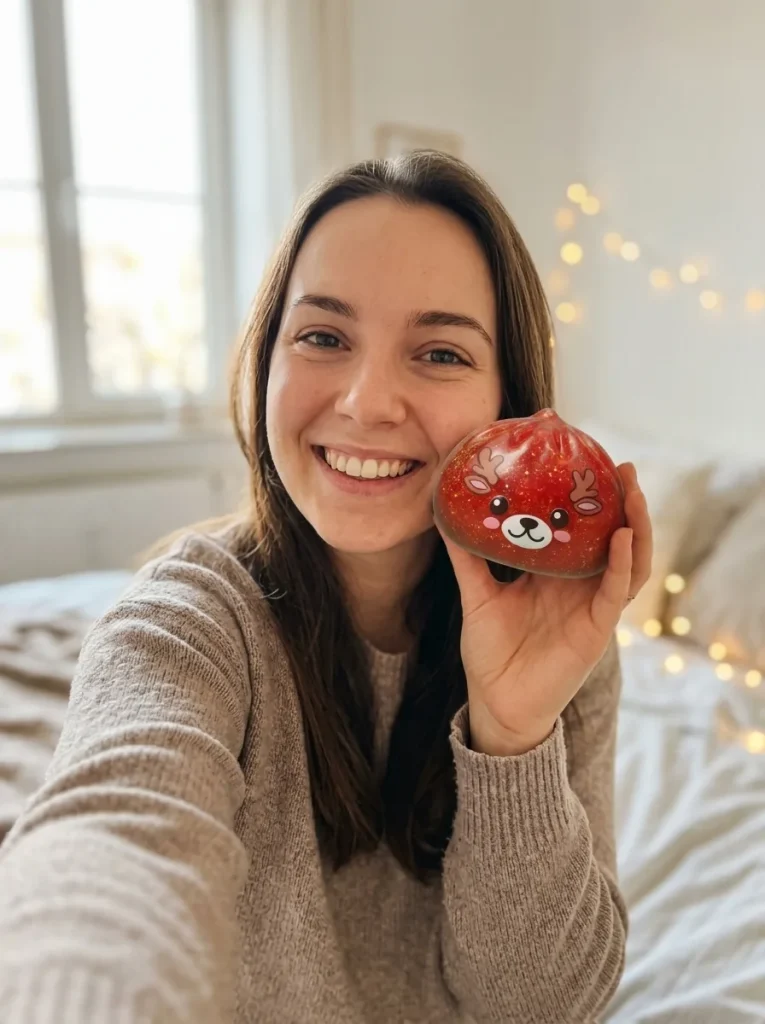 Squishy Dumpling Rensdjur Röd Glitter i vardagen