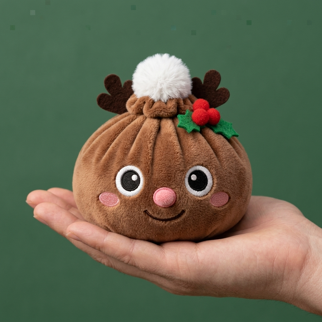Reindeer Dumpling Squishy Jul i handen, verklig storlek