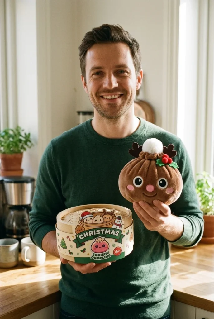 Reindeer Dumpling Squishy Jul med sin ask