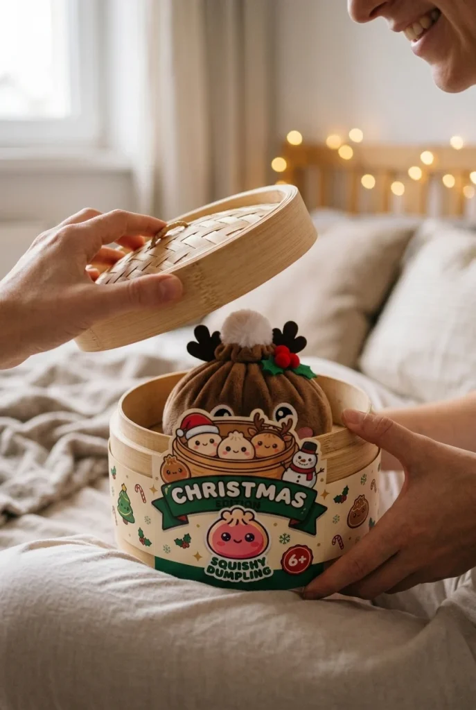 Reindeer Dumpling Squishy Jul i unboxing-ögonblicket