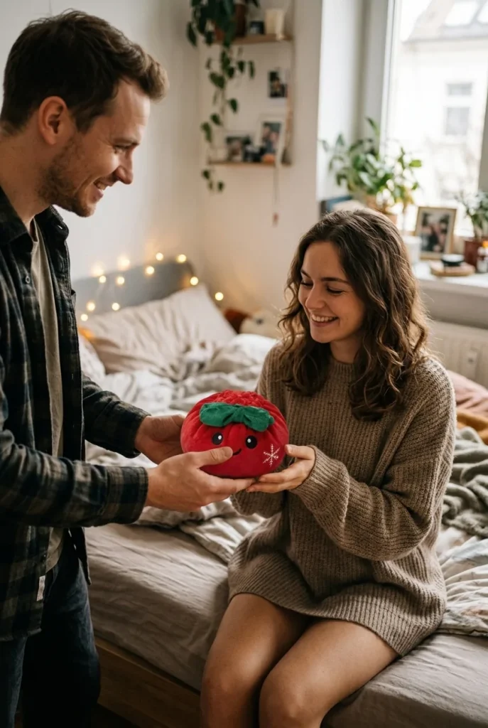 Dumpling Squishy Julrosett Röd som presenttips