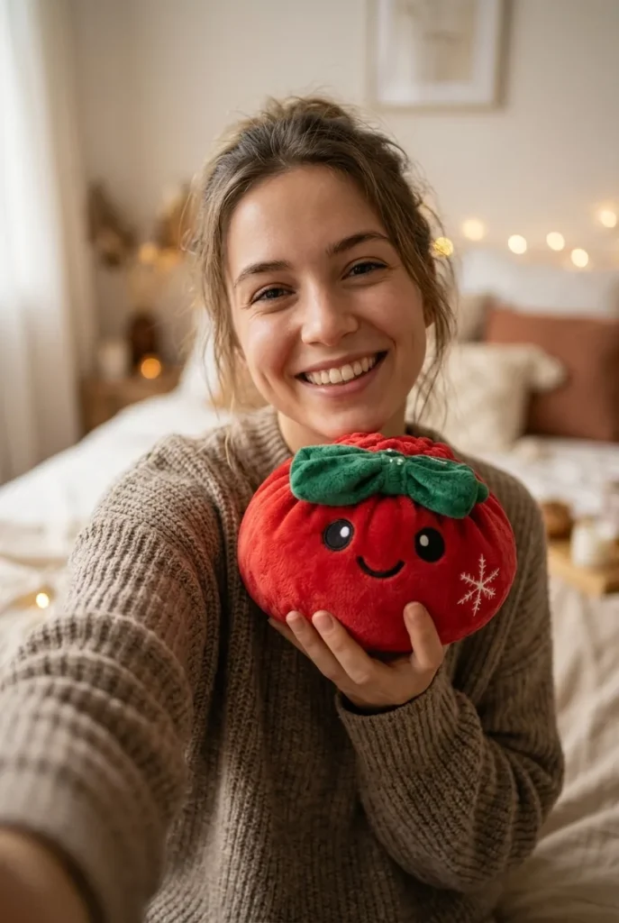 Dumpling Squishy Julrosett Röd i vardagen