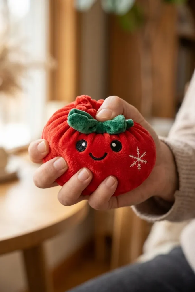 Dumpling Squishy Julrosett Röd mitt i klämmet