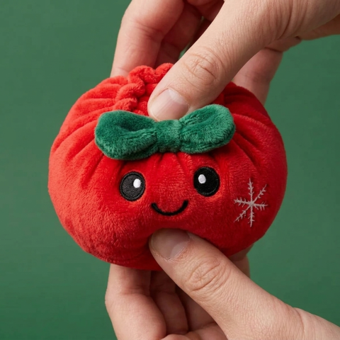 Dumpling Squishy Julrosett Röd — slow-rise-effekt, skummet återtar långsamt sin form