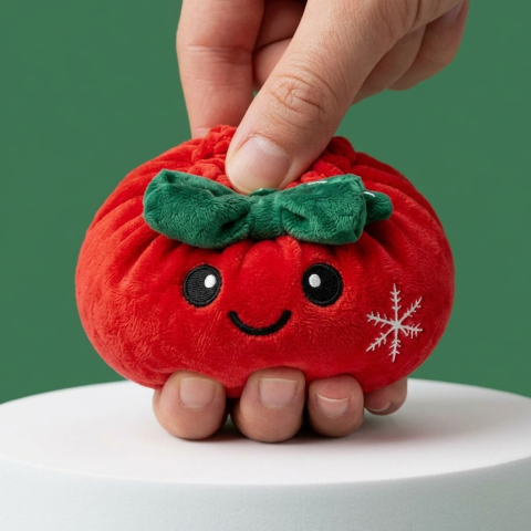 Dumpling Squishy Julrosett Röd — i klämmet, mjukt slow-rise-skum