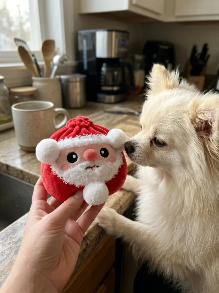 Squishy Dumpling Jultomte med en gosedjursvän