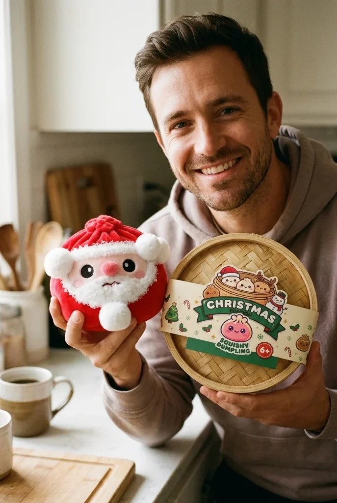 Squishy Dumpling Jultomte med sin ask