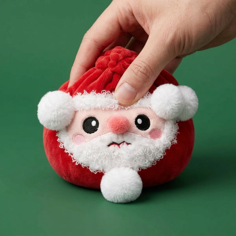 Squishy Dumpling Jultomte — slow-rise-effekt, skummet återtar långsamt sin form