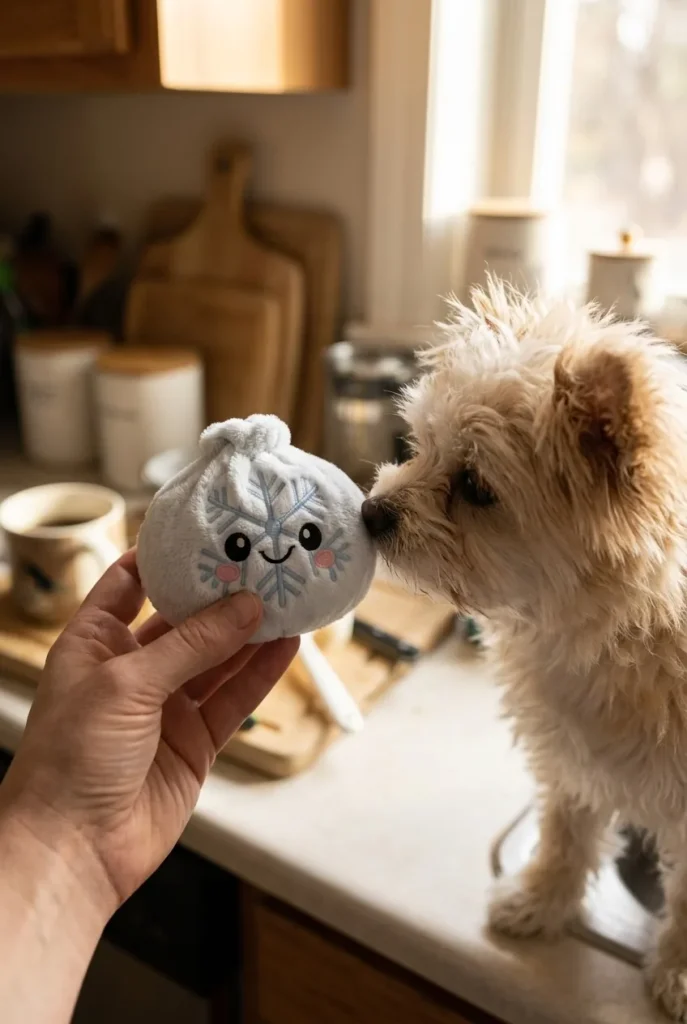 Snowflake Dumpling Squishy Vinter med en gosedjursvän