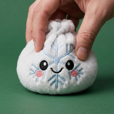 Snowflake Dumpling Squishy Vinter — slow-rise-effekt, skummet återtar långsamt sin form