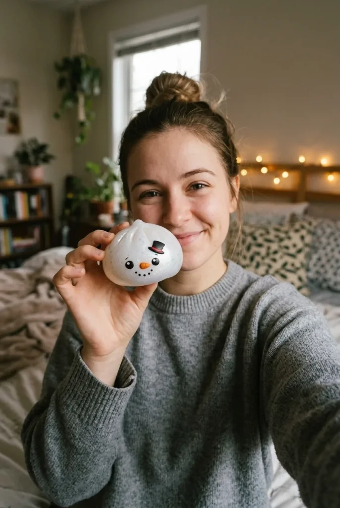 Glitter Snowman Dumpling Squishy Jul i vardagen