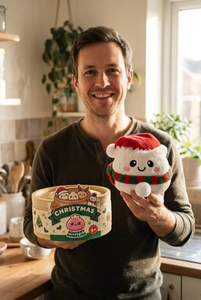 Snowman Dumpling Squishy Mysig med sin ask