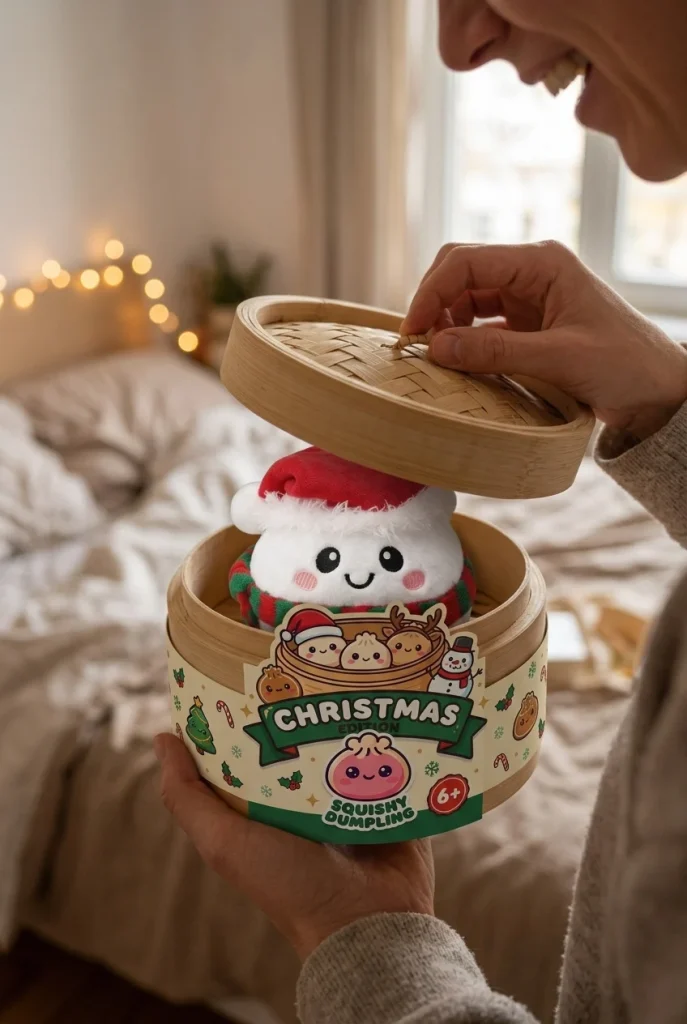 Snowman Dumpling Squishy Mysig i unboxing-ögonblicket