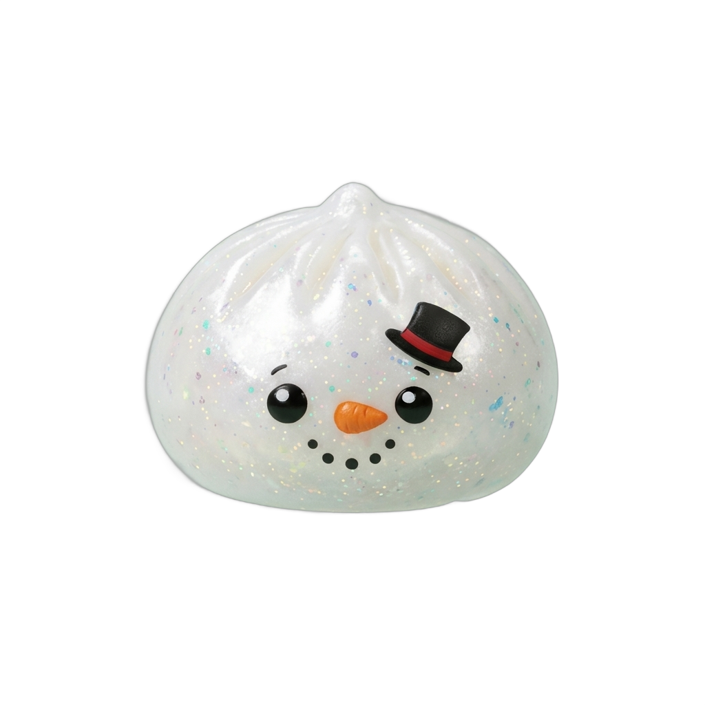 Glitter Snowman Dumpling Squishy Jul — i klämmet, mjukt slow-rise-skum