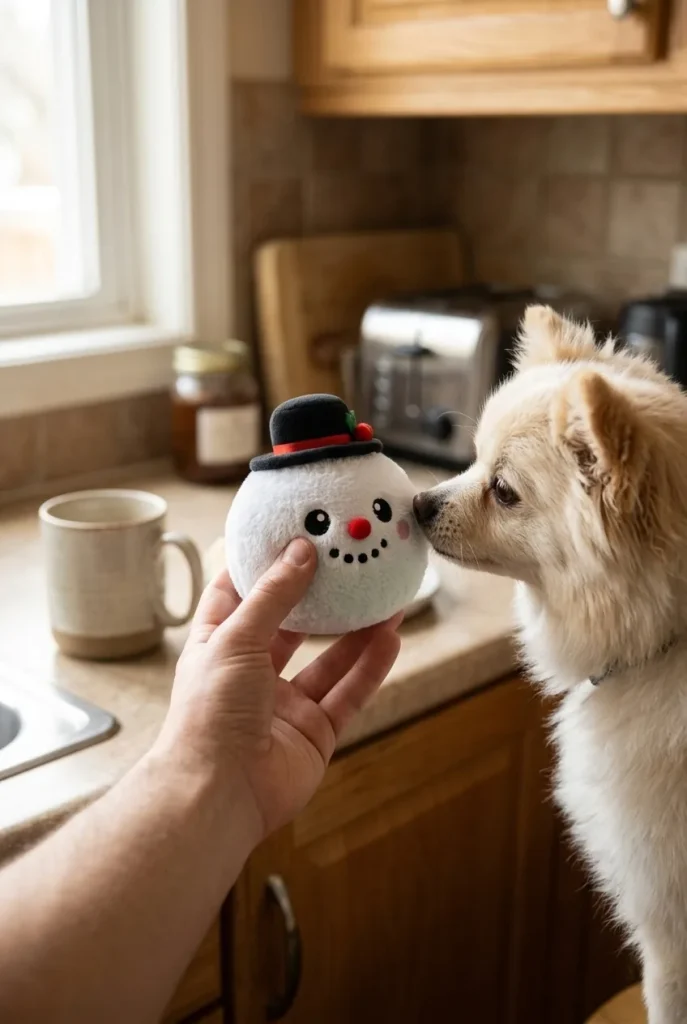 Squishy Dumpling Snögubbe Topphatt med en gosedjursvän