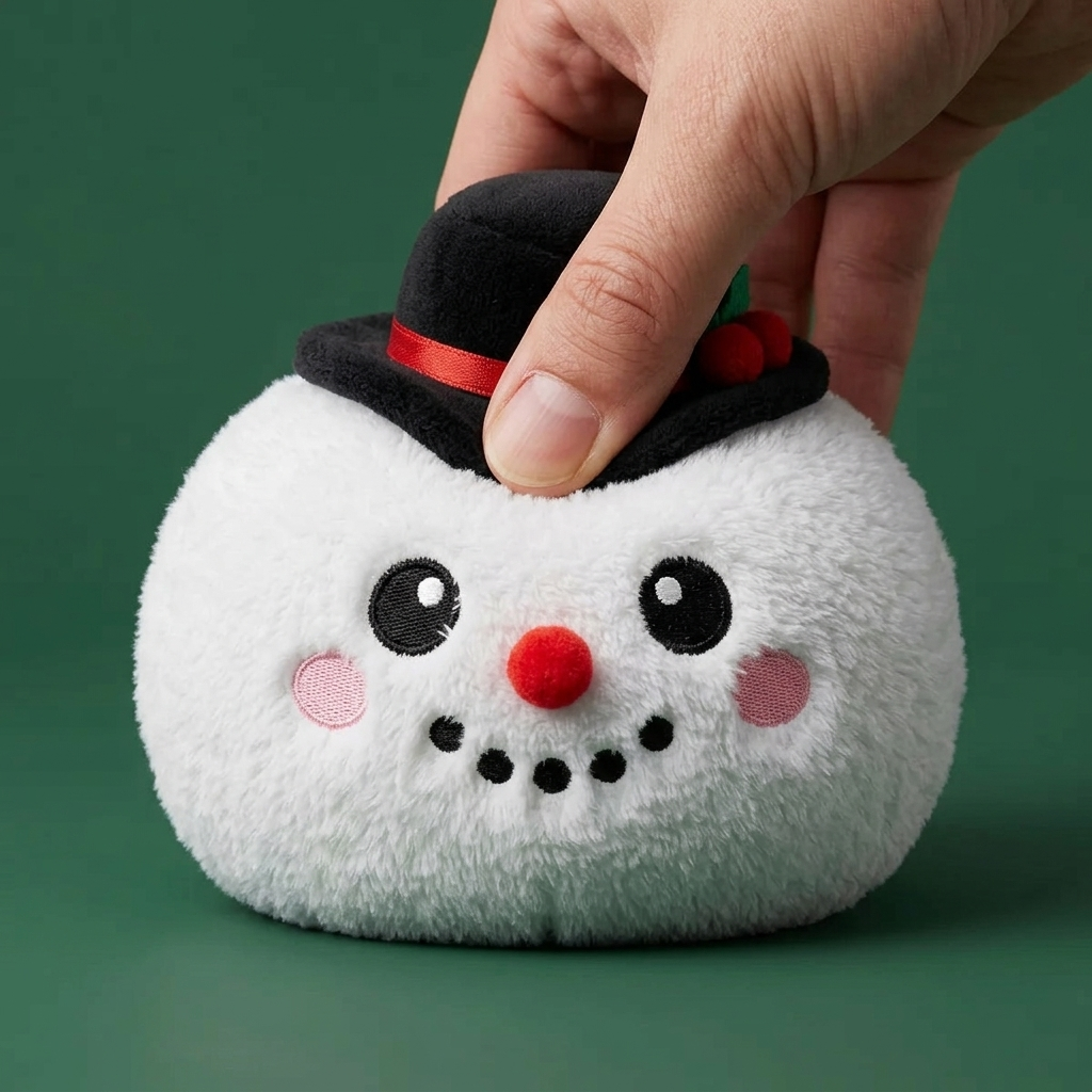 Squishy Dumpling Snögubbe Topphatt — slow-rise-effekt, skummet återtar långsamt sin form