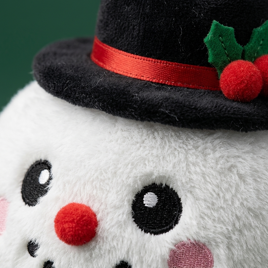 Squishy Dumpling Snögubbe Topphatt — närbild på strukturen